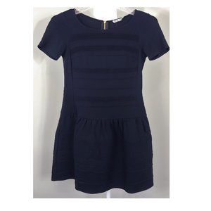 Eliza J Ponte Knit Black Dress Fit Flare Pintuck